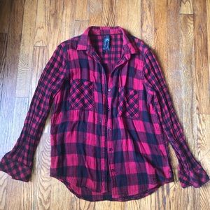7 For All Mankind | Red + Black Flannel Shirt | S